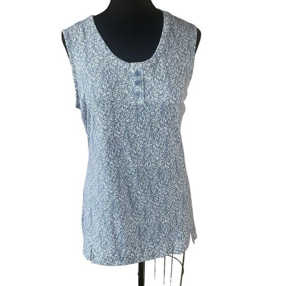 Liz Claiborne Sleeveless Knit Top White and Blue Soft Cool Size M - Picture 1 of 11